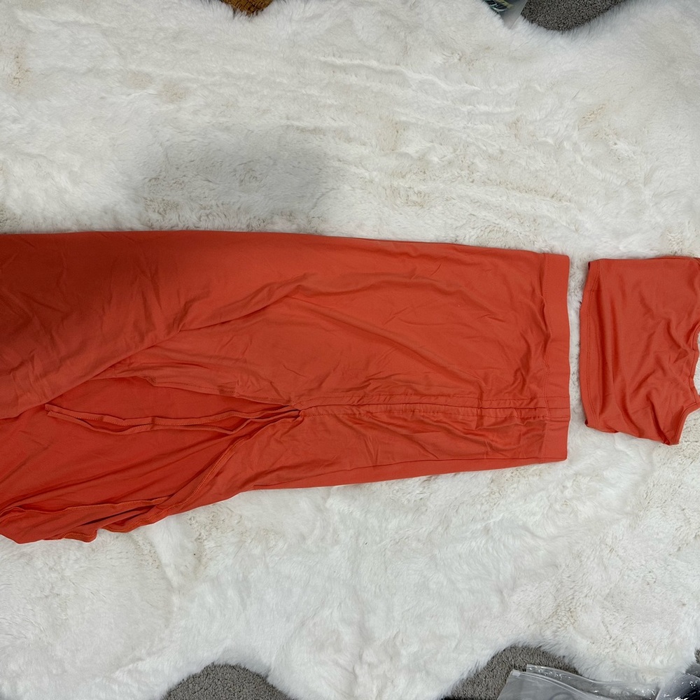 Coral Two Piece Spaghetti Strap Skirt Set